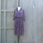1980s Printed Tie Neck Dres..