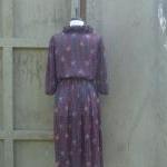 1980s Printed Tie Neck Dres..