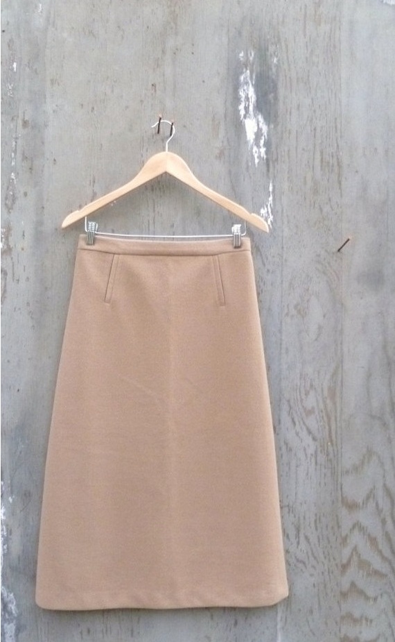 1960s Skirt Tan Wool A line Midi