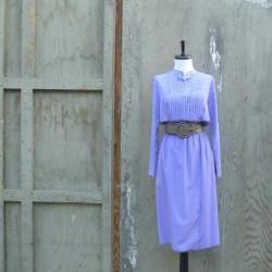 1970s Liillie Rubin Dress Lavender with Pintuck detail
