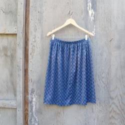 1970s Printed Skirt Blue and Black