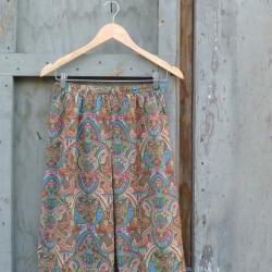 1970s Silk Skirt Paisley Print