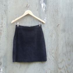 Vintage Sueded Leather Skirt- Black Mini